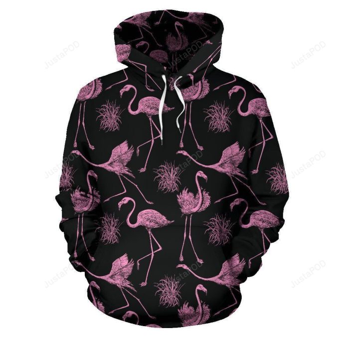 Flamingo Pink 3D All Over Printed Hoodie, Zip- Up Hoodie 1