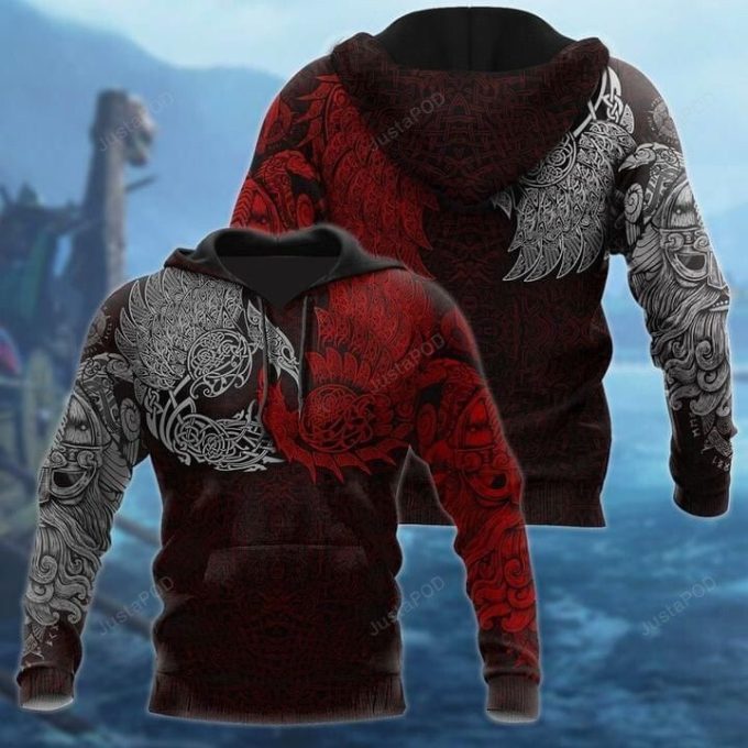 Norse Mythology Viking 3D All Over Printed Hoodie, Zip- Up Hoodie 1