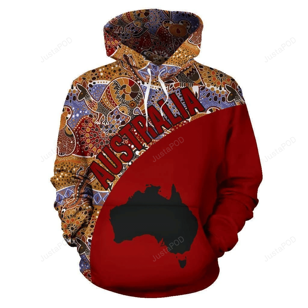 Australia Red Awesome 3D All Over Print Hoodie, Zip-Up Hoodie 4