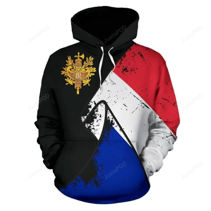 France Grunge Flag 3D All Over Print Hoodie, Zip-Up Hoodie 1