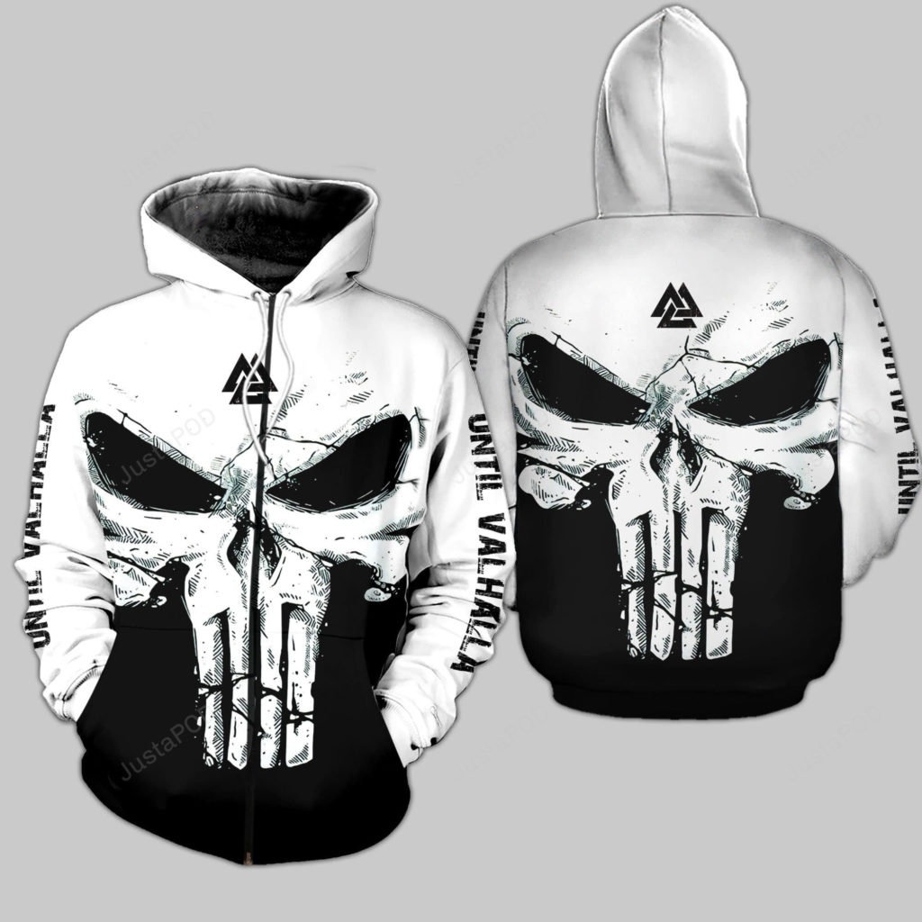 Skull Warrior Tattoo Viking Until Valhalla 3D All Print Hoodie, Zip- Up Hoodie 4