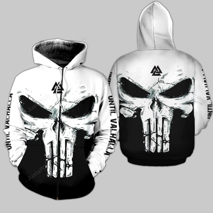 Skull Warrior Tattoo Viking Until Valhalla 3D All Print Hoodie, Zip- Up Hoodie 1