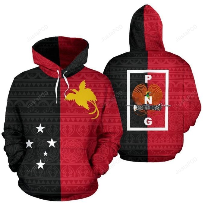 Papua New Guinea Red Black 3D All Over Print Hoodie, Zip-Up Hoodie 1