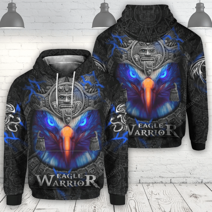 Eagle Warior Aztec 3D All Over Printed Hoodie, Zip- Up Hoodie 1