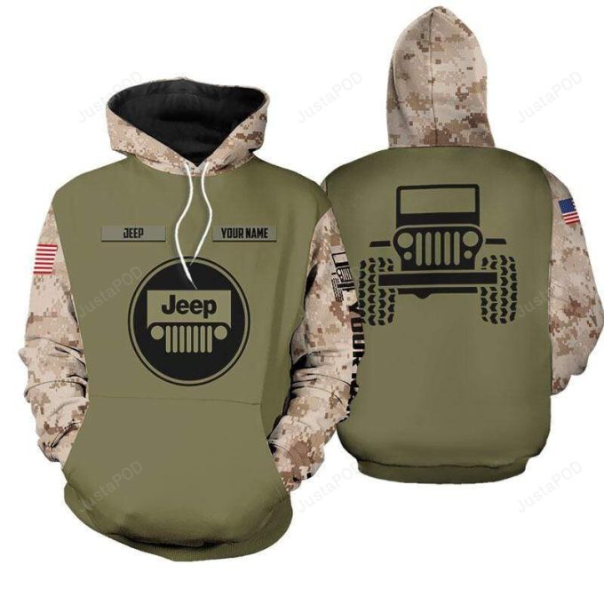 Personalized Jeep Camo Army Color 3D All Print Hoodie, Zip- Up Hoodie 1