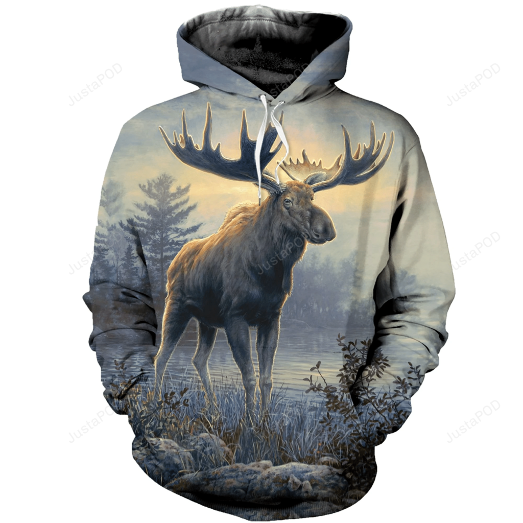 Moose 3D All Over Printed Hoodie, Zip- Up Hoodie 4