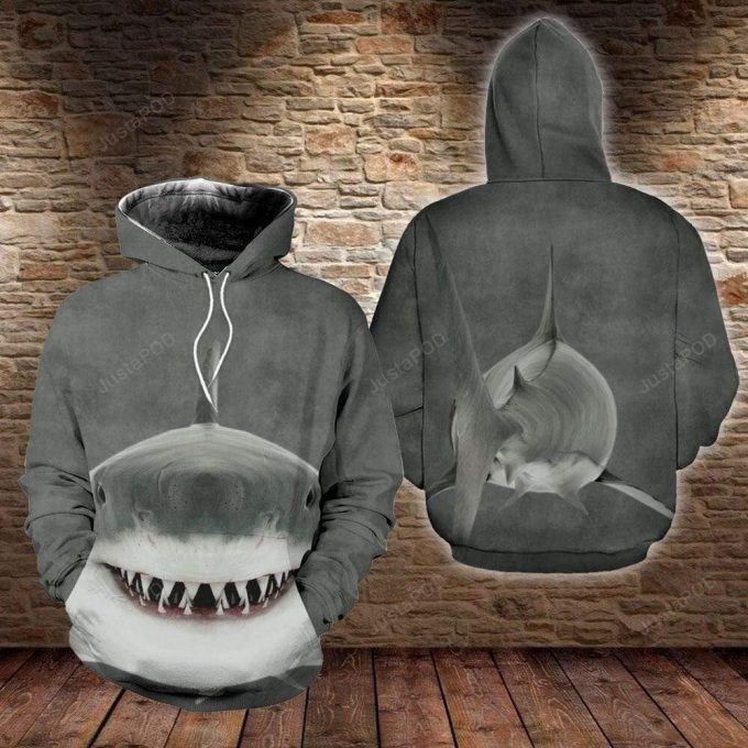 Amazing Shark Grey 3D All Print Hoodie, Zip- Up Hoodie 1