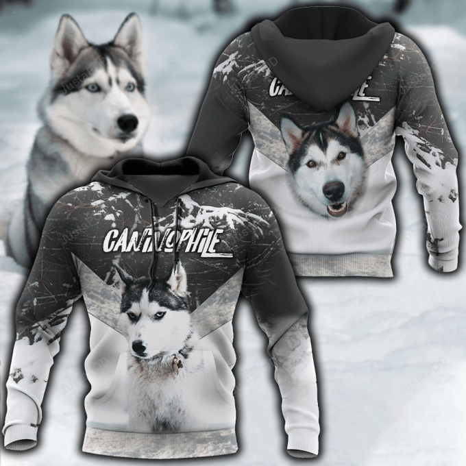 Husky Black And White 3D All Over Print Hoodie, Zip-Up Hoodie 1