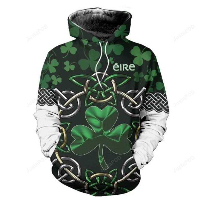 Irish Shamrock Saint Patrick Celtic Cross 3D All Print Hoodie, Zip- Up Hoodie 1