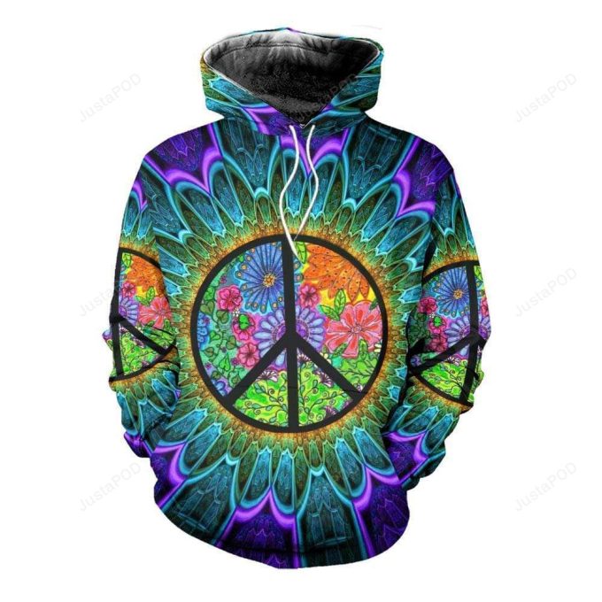 Happy Hippie Life With Peace Sign 3D All Print Hoodie, Zip- Up Hoodie 1