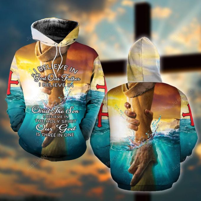 Our God Is Three In One 3D All Print Hoodie, Zip- Up Hoodie 1