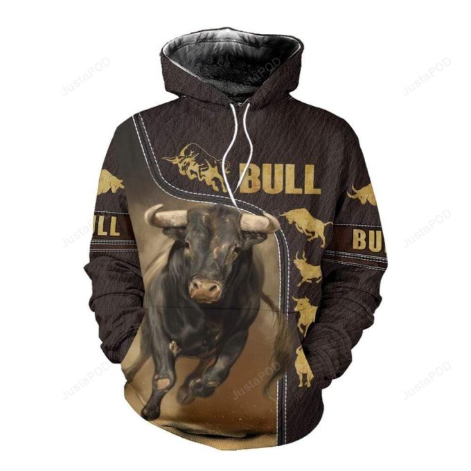 Amazing Strong Bull Brown 3D All Print Hoodie, Zip- Up Hoodie 1