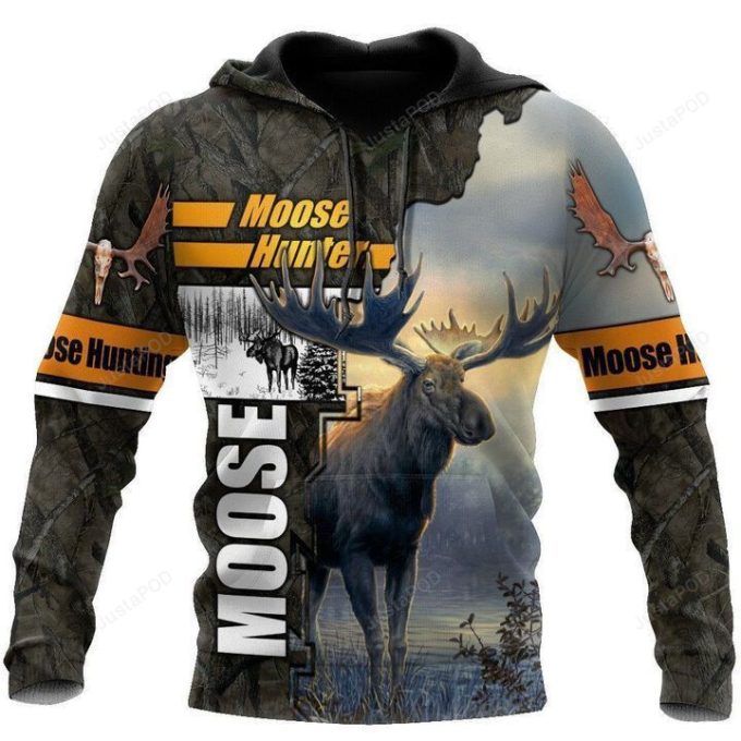 Moose Hunting Camouflage Awesome 3D All Over Printed Hoodie, Zip- Up Hoodie 1