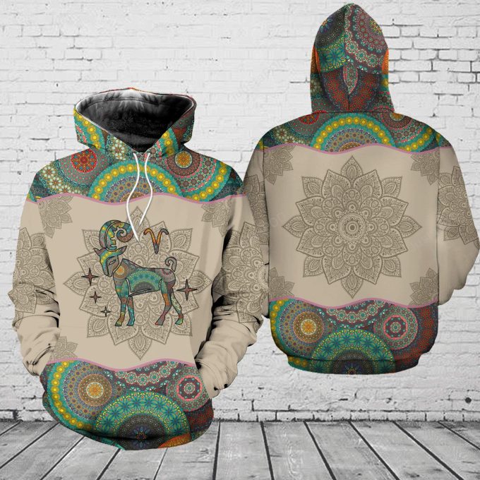 Aries Mandala Pattern 3D All Print Hoodie, Zip- Up Hoodie 1