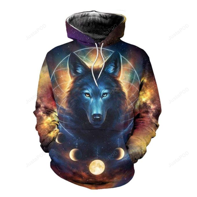 Wolf Planet Galaxy 3D All Print Hoodie, Zip- Up Hoodie 1