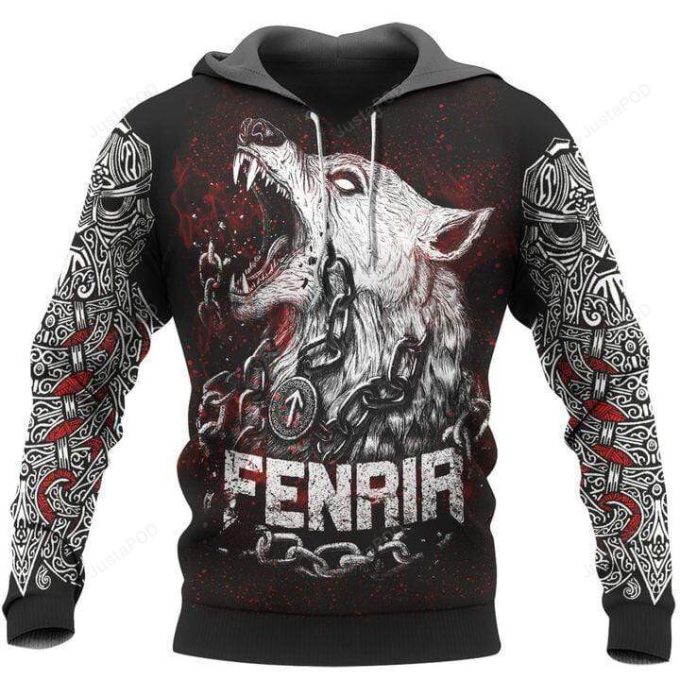 Wolf Tattoo Viking Fenrir Raven 3D All Print Hoodie, Zip- Up Hoodie 1