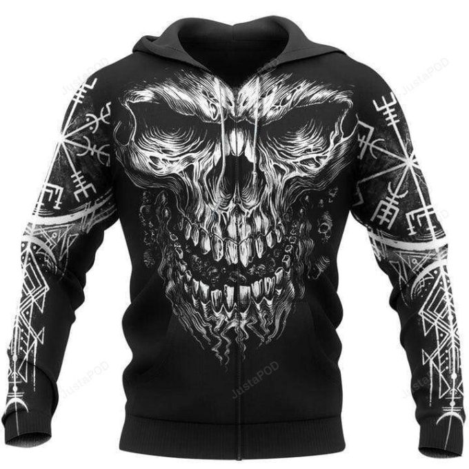 Viking Symbol Skull 3D All Print Hoodie, Zip- Up Hoodie 1