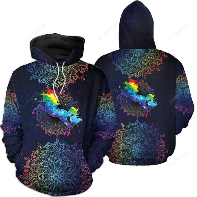 Colorful Unicorn Mandala 3D All Print Hoodie, Zip- Up Hoodie 1