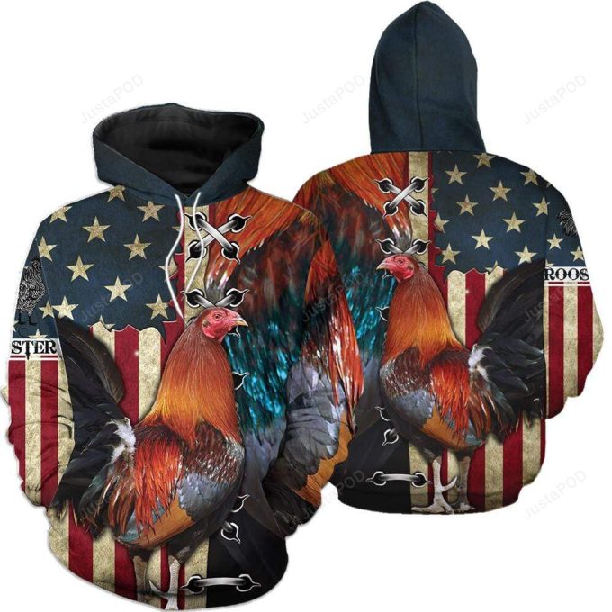 Rooster Flag 3D All Print Hoodie, Zip- Up Hoodie 1