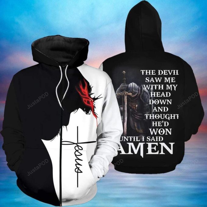 Knight Templar Black And White 3D All Print Hoodie, Zip- Up Hoodie 1