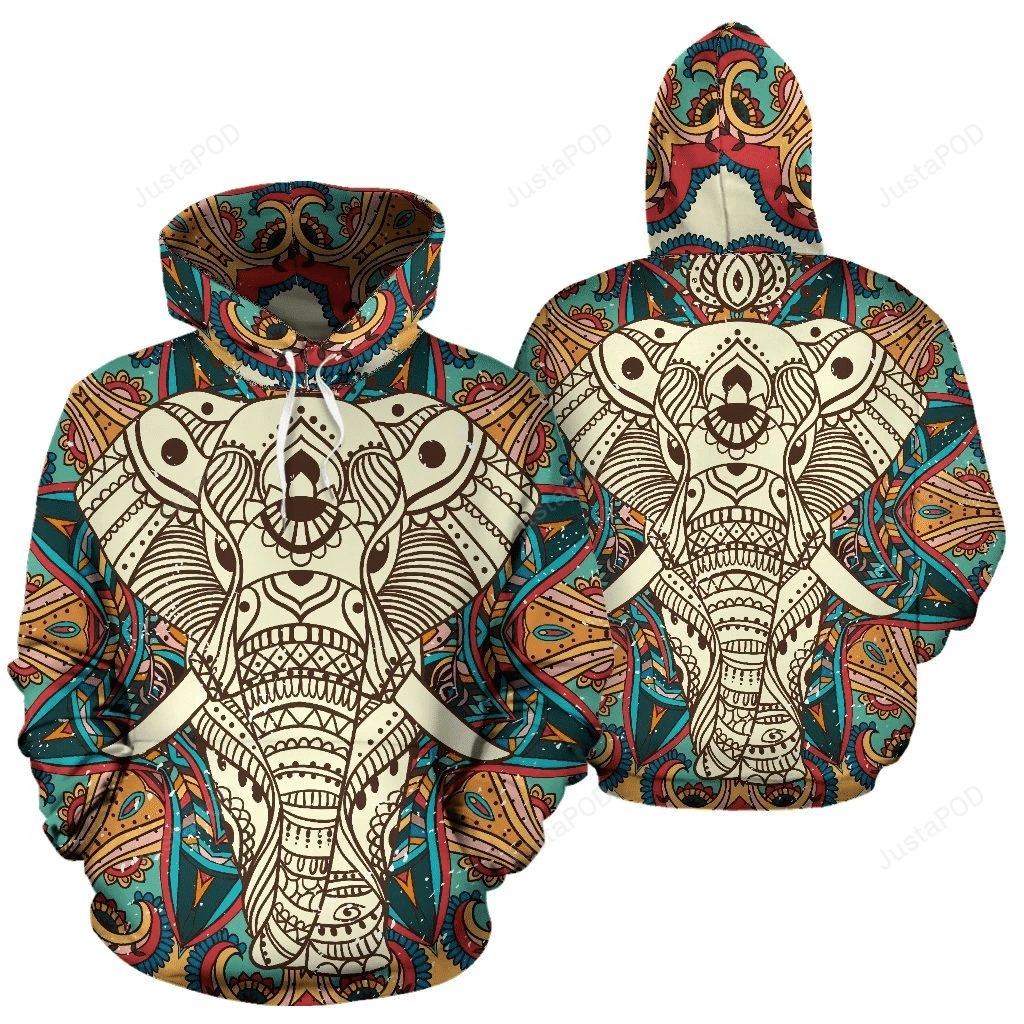 Elephant 3D All Over Printed Hoodie, Zip- Up Hoodie 4