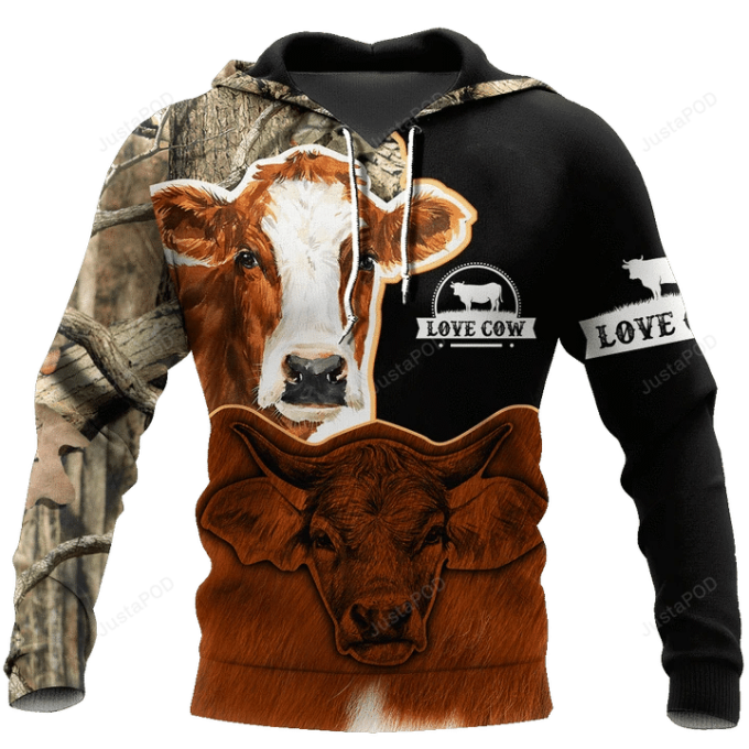 Cow Camouflage Cool 3D All Over Printed Hoodie, Zip- Up Hoodie 1