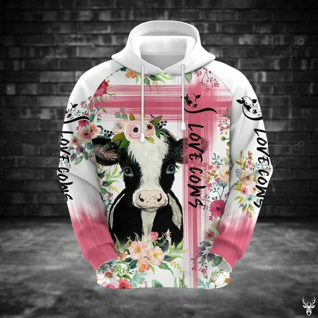 Cow Flower 3D All Over Printed Hoodie, Zip- Up Hoodie 4