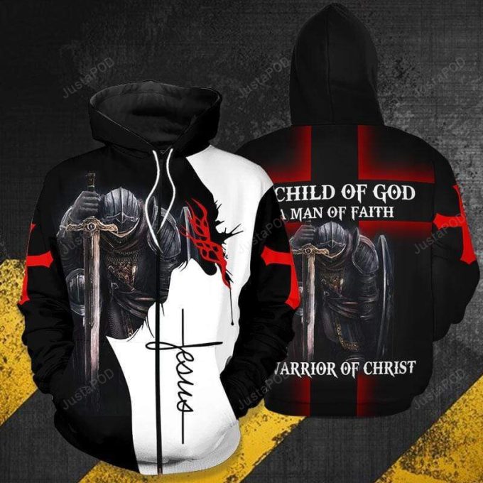 A Child Of God A Man Of Faith A Warrior Of Christ 3D All Print Hoodie, Zip- Up Hoodie 1