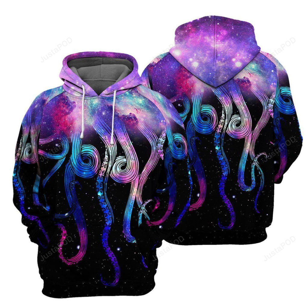 Galaxy Octopus 3D All Over Printed Hoodie, Zip- Up Hoodie 4