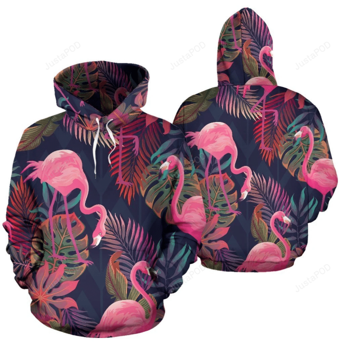 Flamingo Pink Pattern 3D All Over Printed Hoodie, Zip- Up Hoodie 1