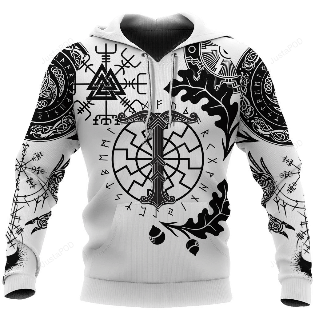 Valknut Vegvisir With Irminsul Viking 3D All Over Printed Hoodie, Zip- Up Hoodie