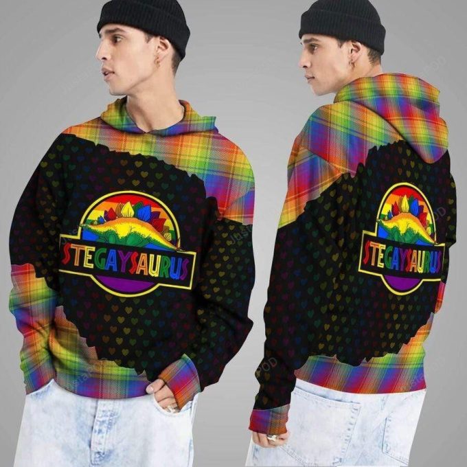 Stegaysaurus Rainbow 3D All Print Hoodie, Zip- Up Hoodie 1