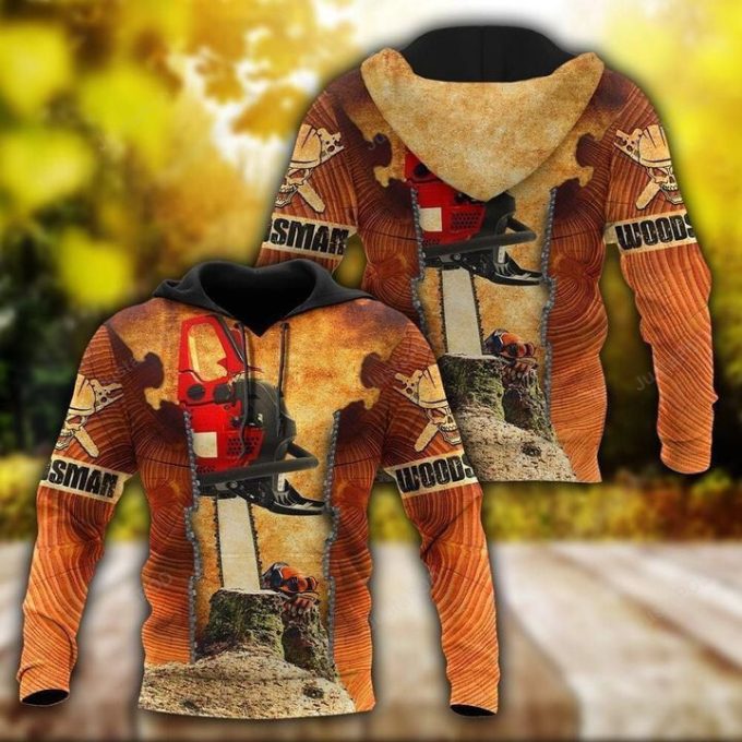 Woodsman Orange 3D All Over Printed Hoodie, Zip- Up Hoodie 1