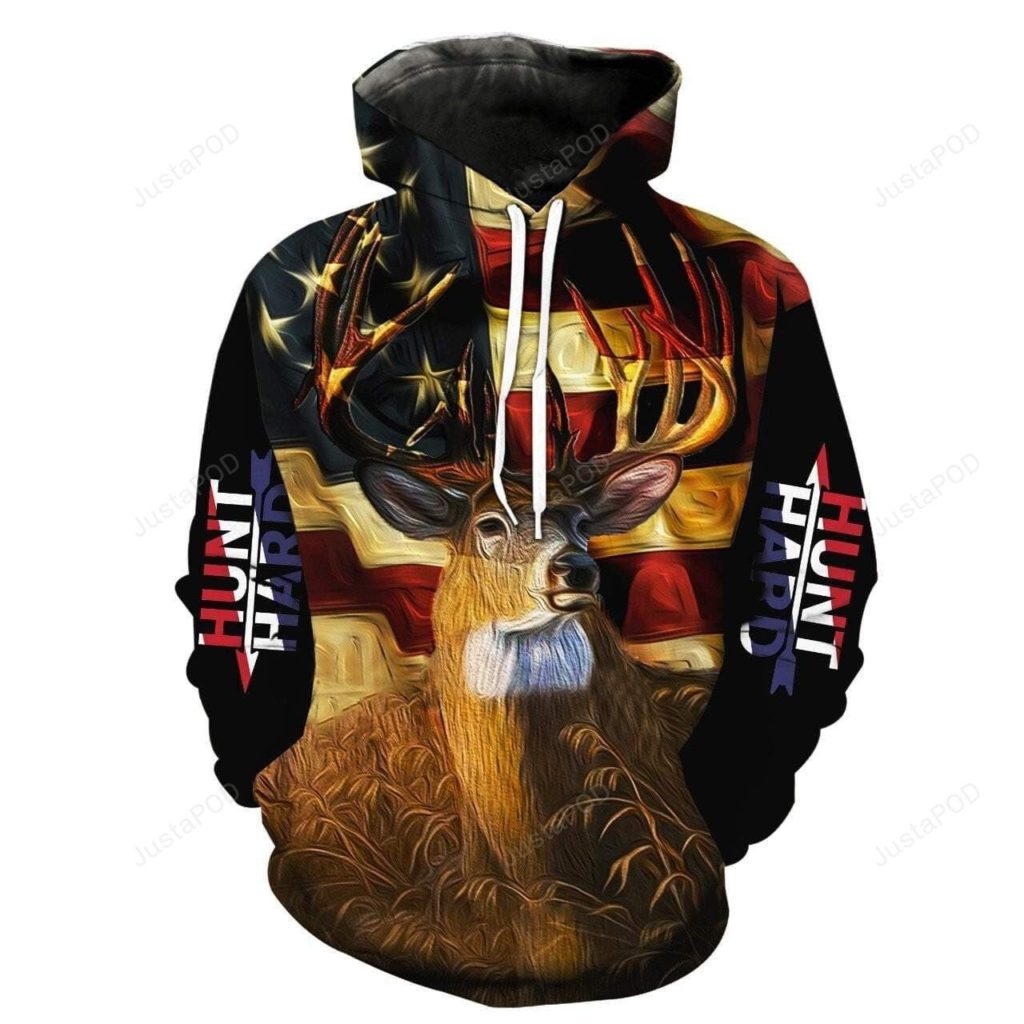 American Deer Hunt Hard 3D All Print Hoodie, Zip- Up Hoodie 4