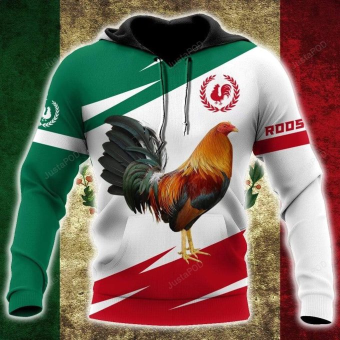 Green And Red Rooster 3D All Print Hoodie, Zip- Up Hoodie 1