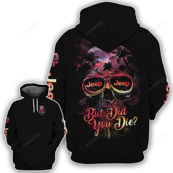 Jeep Skull Palm Tree Sunset 3D All Print Hoodie, Zip- Up Hoodie 1