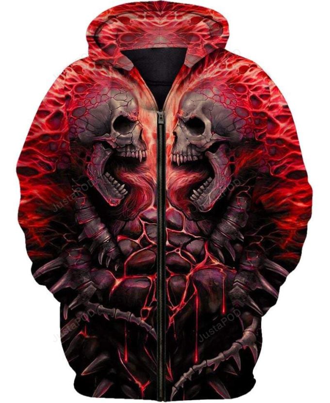 Honor Red Skull Stone 3D All Print Hoodie, Zip- Up Hoodie