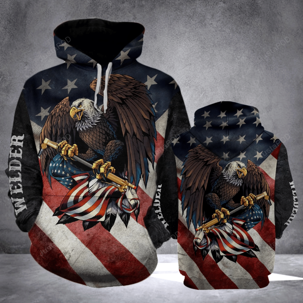 Welder Eagle Flag 3D All Over Printed Hoodie, Zip- Up Hoodie 4