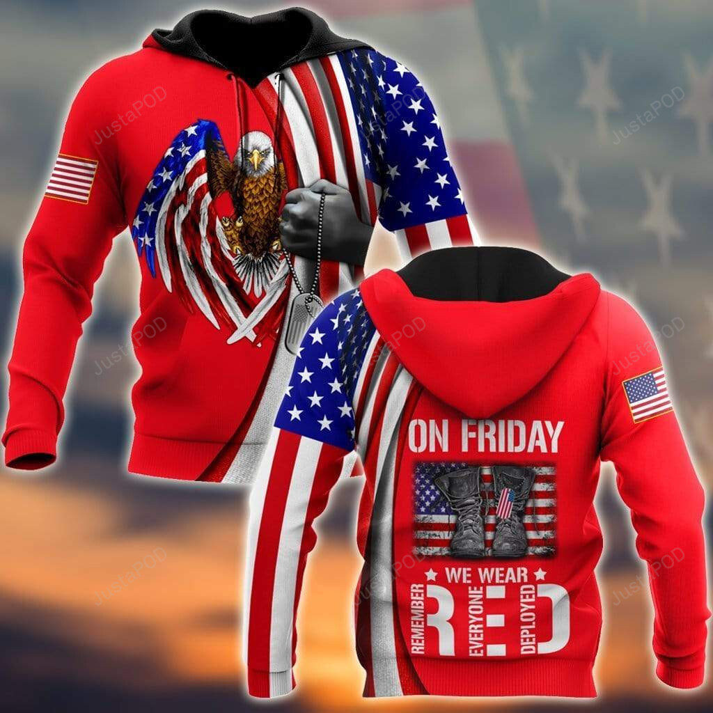 On Friday We Wear Red Eagle 3D All Print Hoodie, Zip- Up Hoodie 4