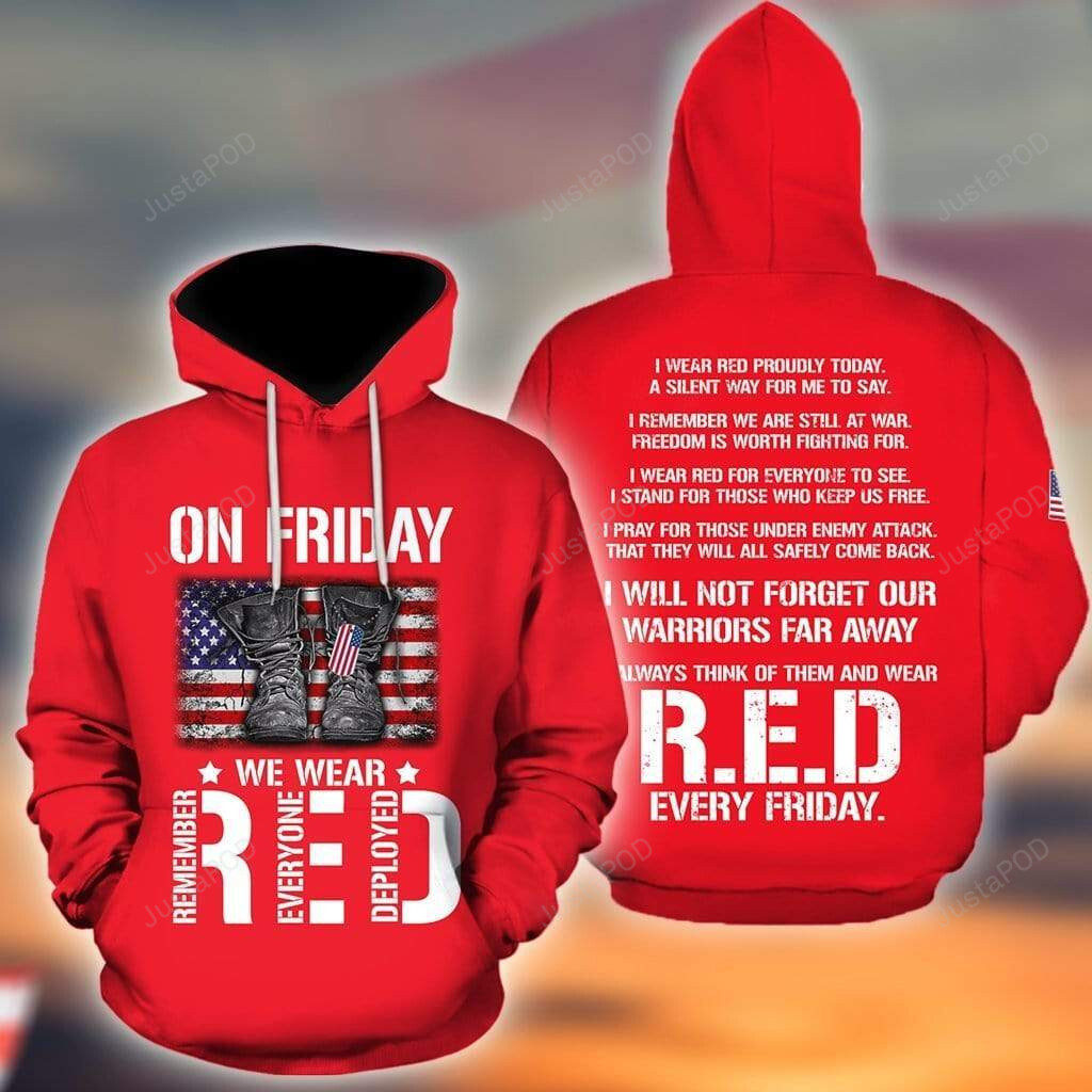 On Friday We Wear Red 3D All Print Hoodie, Zip- Up Hoodie 4