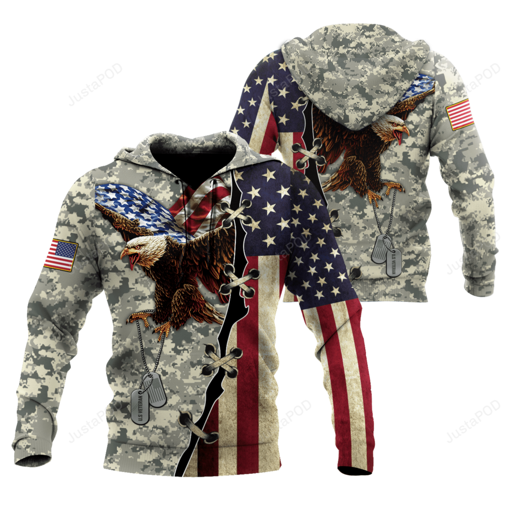 U.s Veteran Eagle Tag 3D All Print Hoodie, Zip- Up Hoodie 4