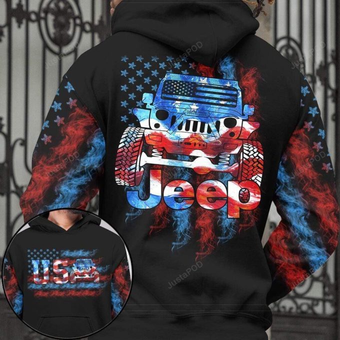 Usa Jeep Smoke Flag 3D All Print Hoodie, Zip- Up Hoodie 1