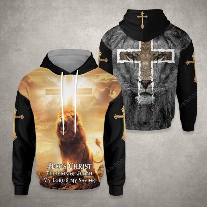 The Lion Of Judah Jesus Christ 3D All Over Printed Hoodie, Zip- Up Hoodie 1