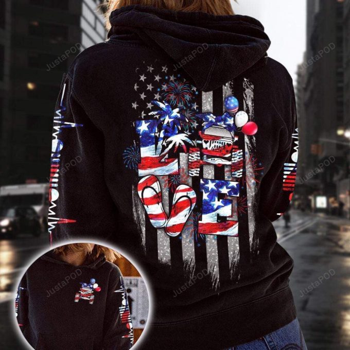 Jeep Independence Day Love Heartbeat 3D All Print Hoodie, Zip- Up Hoodie 1