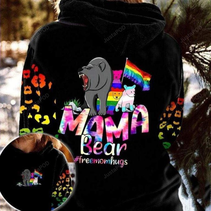 Lgbt Mama Bear Free Mom Hugs 3D All Print Hoodie, Zip- Up Hoodie 1