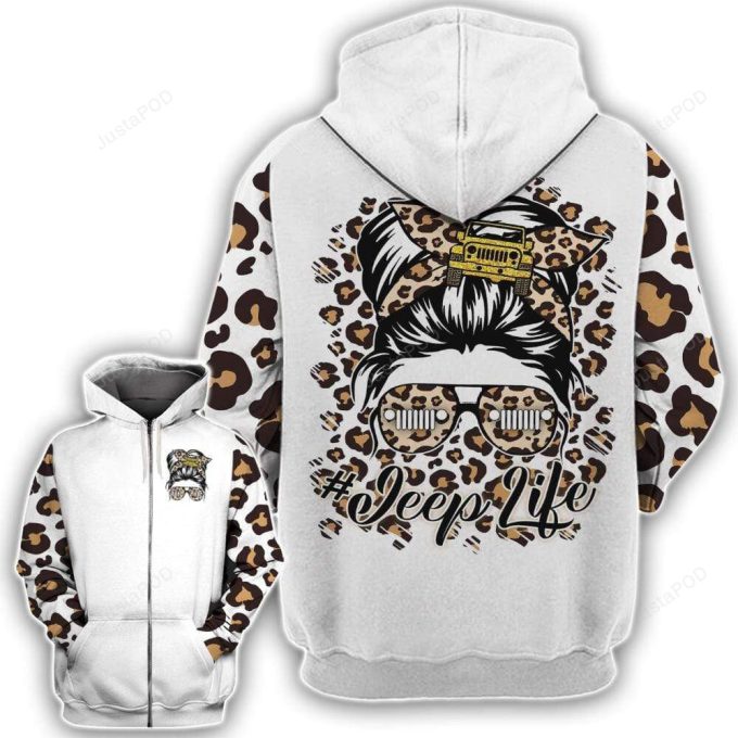 Jeep Girl Yellow Leopard 3D All Print Hoodie, Zip- Up Hoodie 1