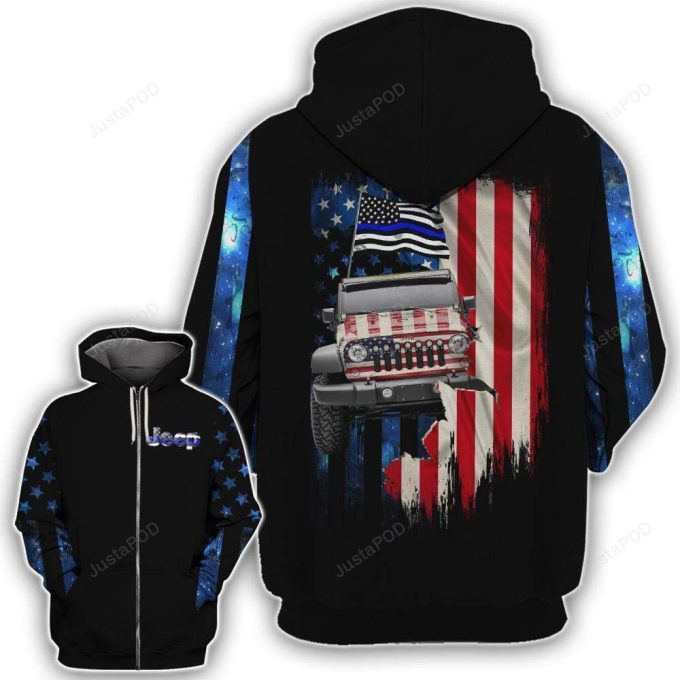 Jeep Crack Flag 3D All Print Hoodie, Zip- Up Hoodie 1