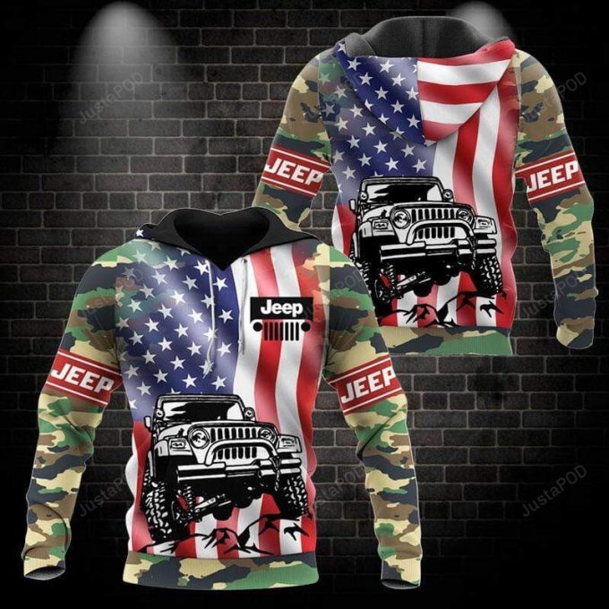 American Flag Jeep Camo 3D All Print Hoodie, Zip- Up Hoodie 1