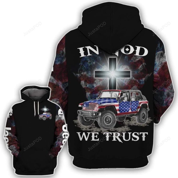 Jeep Cross In God We Trust 3D All Print Hoodie, Zip- Up Hoodie 1
