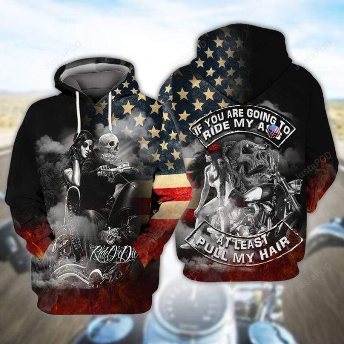 Skull Fire Biker Ride Or Die 3D All Print Hoodie, Zip- Up Hoodie 1